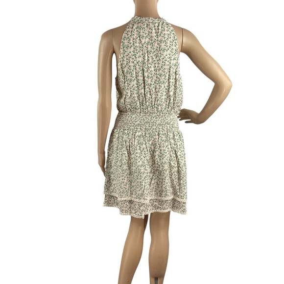 Koko + Mason Floral Halter Keyhole Mini Dress Pink Green M - Picture 5 of 7